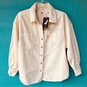 Levi's Long Sleeve Orion Corduroy Button Down Shirt JACKET OFF WHITE LARGE NWT